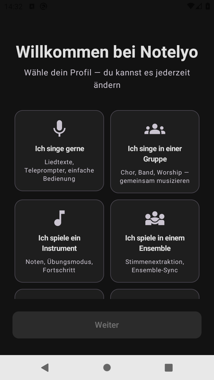 Willkommen-Bildschirm