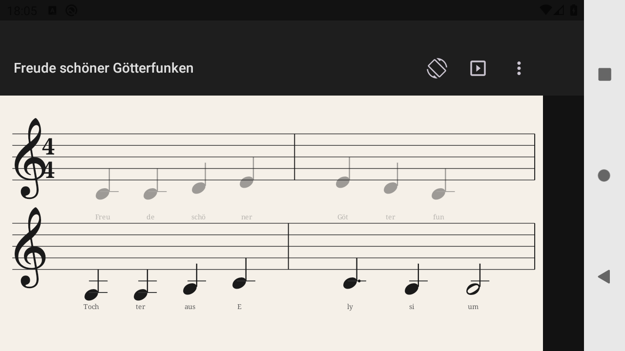 Score im Landscape-Modus