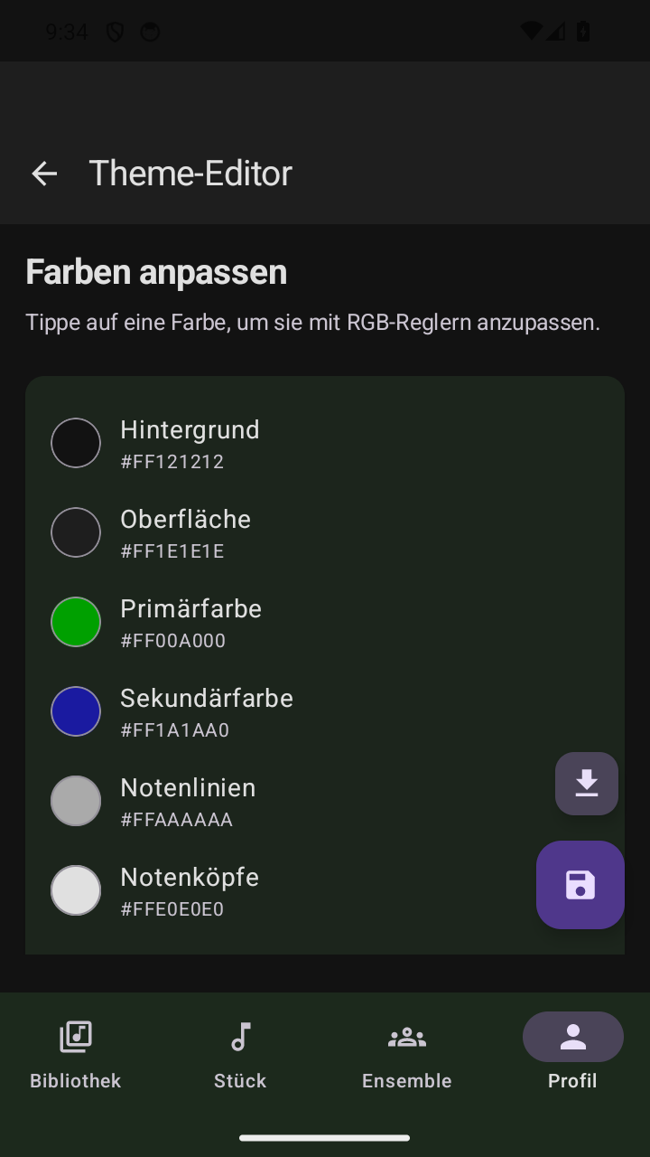 Theme-Editor mit Farbkanälen